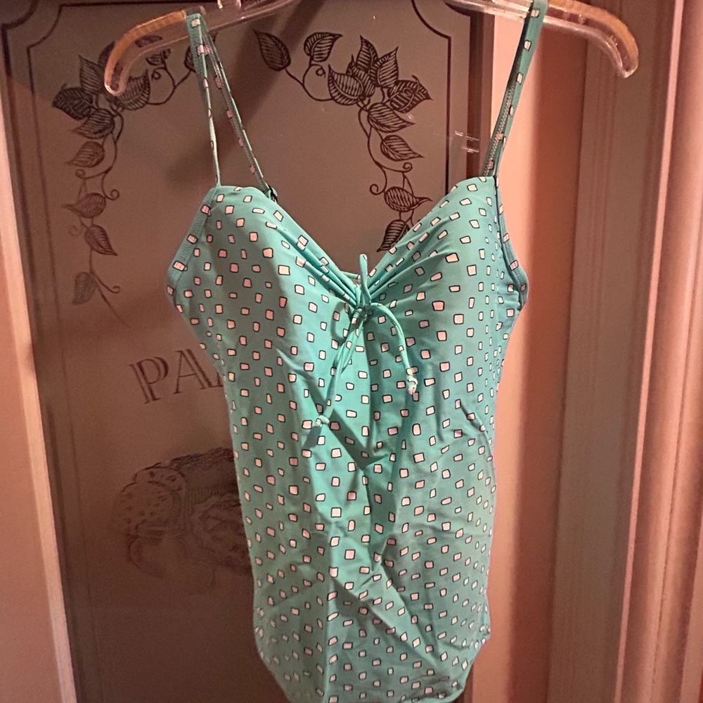 Croft & Barrow Women’s Tankini Swimsuit Top M size 10 Teal White